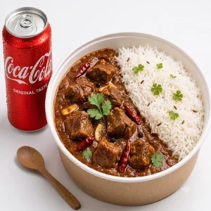 Lamb Vindaloo & Rice + Coke